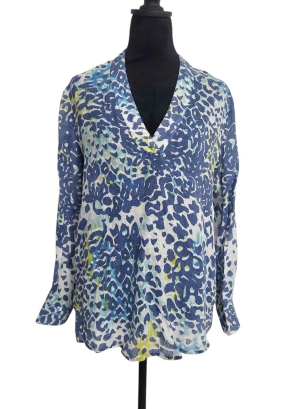 120% Lino Size 42  Top Blouse Tunic Long Sleeve Colorfull